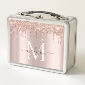 Matig meisje Blush Roze Rose Gold Glitter Monogram (Voorkant)