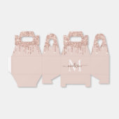 Matig meisje Blush Roze Rose Gold Glitter Monogram Bedankdoosjes (Uitgevouwen)