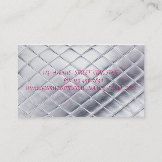 Matig meisje Chic Silver, Roze Lips Visitekaartje (Achterkant)