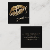 Matig meisje elegante glitterielips, schaar vierkante visitekaartje (Voorkant / Achterkant)