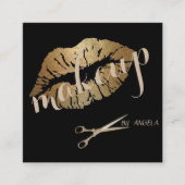 Matig meisje elegante glitterielips, schaar vierkante visitekaartje (Voorkant)