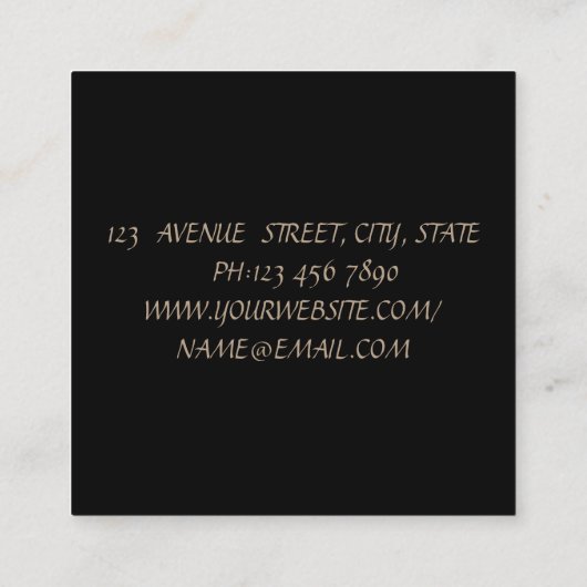 Matig meisje elegante glitterielips, schaar vierkante visitekaartje (Achterkant)