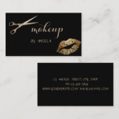 Matig meisje elegante glitterielips, schaar visitekaartje (Voorkant / Achterkant)