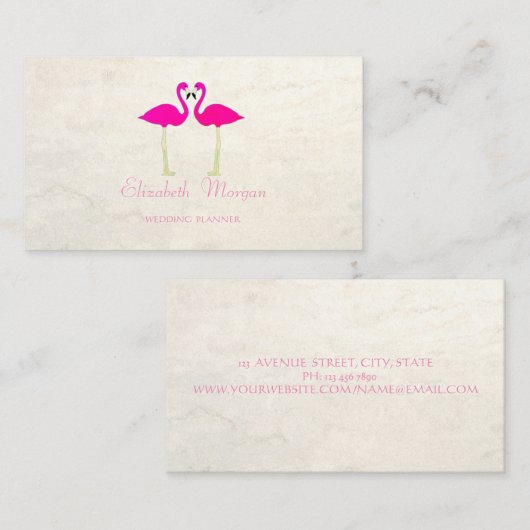Matig meisje grappig, roze flamingos in liefde visitekaartje (Voorkant / Achterkant)