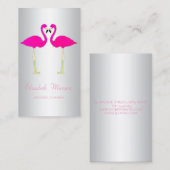 Matig meisje grappig, roze flamingos in liefde visitekaartje (Voorkant / Achterkant)