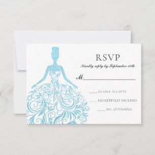 Matig meisje lichtblauw glitter mast RSVP kaartje
