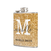 Matig meisje met glanzend goudnaam Monogram Heupfles (Links)