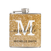 Matig meisje met glanzend goudnaam Monogram Heupfles (Voorkant)