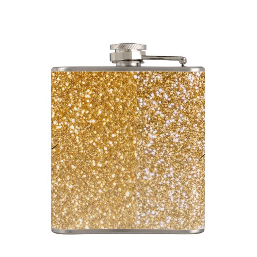 Matig meisje met glanzend goudnaam Monogram Heupfles (Achterkant)