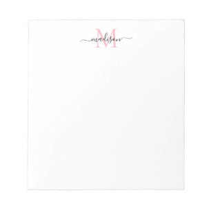 Matig meisjesachtig Afbeeldingsmonogram Blush Pink Notitieblok