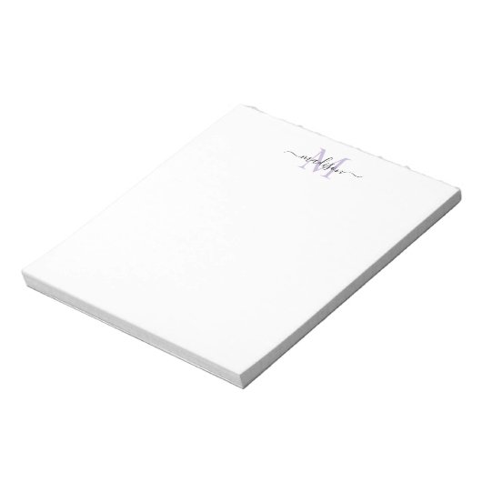 Matig Meisjesachtig Chic Script Monogram Paars Bla Notitieblok (Linkerzijde)