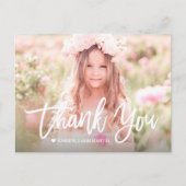 Matig meisjesfotoscript verjaardag Dank je wel Briefkaart (Voorkant)