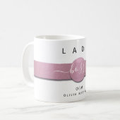 Matig meisjesmonogram Naam Chic Lady Boss Script Koffiemok (Voorkant links)
