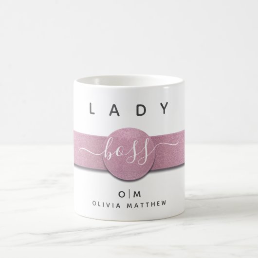 Matig meisjesmonogram Naam Chic Lady Boss Script Koffiemok (Center)