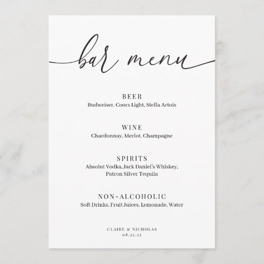 Matig menu Bindbalk voor legant huwelijk (Voorkant)