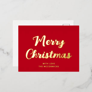 Matig 'Merry Red Gold Script' Folie Feestdagen Briefkaart