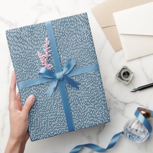 Matig met de hand getrokken lijnen Staal Blauw gri Cadeaupapier (Geschenken)