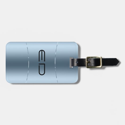 Matig metallisch blauw roestvrij staal bagagelabel (Voorkant horizontaal)