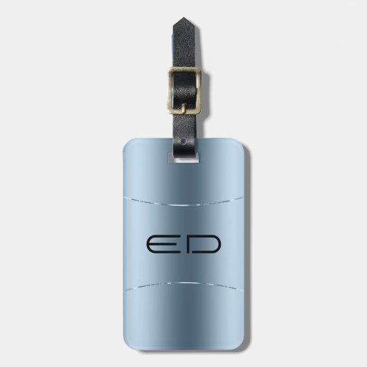 Matig metallisch blauw roestvrij staal bagagelabel (Voorkant verticaal)