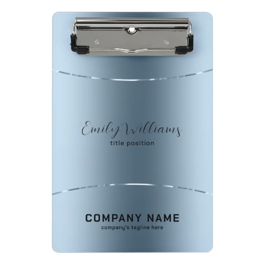 Matig metallisch blauw roestvrij staal mini klembord (Voorkant)