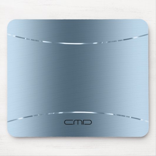 Matig metallisch blauw roestvrij staal muismat (Voorkant)