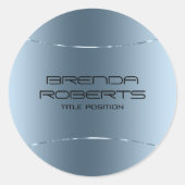 Matig metallisch blauw roestvrij staal ronde sticker (Voorkant)