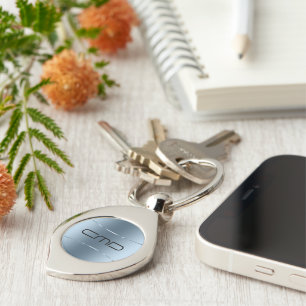 Matig metallisch blauw roestvrij staal sleutelhanger