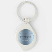 Matig metallisch blauw roestvrij staal sleutelhanger (Voorkant)