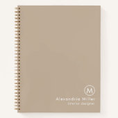 Matig minimaal beige monogram notitieboek (Voorkant)
