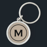 Matig minimaal beige zwart monogram sleutelhanger<br><div class="desc">Gepersonaliseerde Moderne Minimale Monogrammen Sleutelhanger Monogram Initiaal Beige Black. Perfect als vakantiecadeau,  familiehereniging voor mensen,  bedankt voor groomsmen en cadeau voor elke speciale gelegenheid.</div>