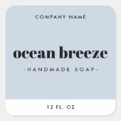 Matig minimaal dusty blue square productlabel vierkante sticker (Voorkant)