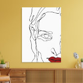 Matig minimaal één lijn trekvlak canvas afdruk (Insitu (Woonkamer))