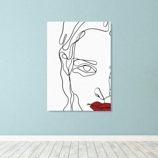 Matig minimaal één lijn trekvlak canvas afdruk (Insitu (Houten vloer))