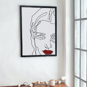 Matig minimaal één lijn trekvlak poster