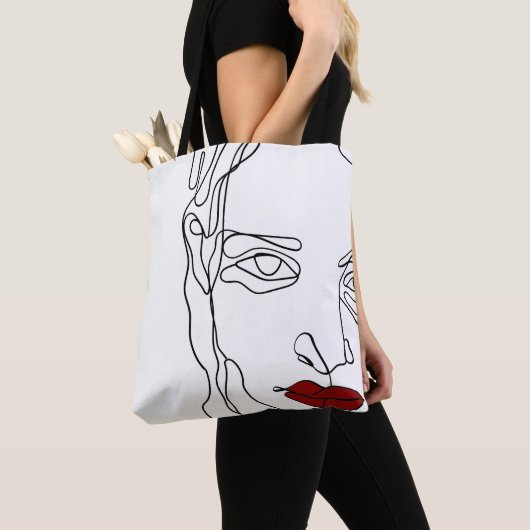 Matig minimaal één lijn trekvlak tote bag (Dichtbij)