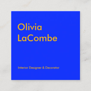 Matig minimaal eenvoudig elegant blauw geel vierkante visitekaartje