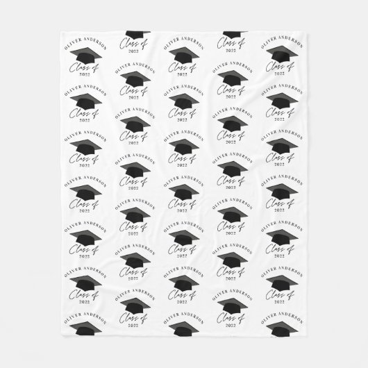 Matig minimaal elegant zwart afstuderen fleece deken (Voorkant)