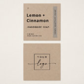 Matig minimaal etiket met kraftpapier vierkante visitekaartjes (Voorkant /achterkant)