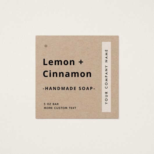 Matig minimaal etiket met kraftpapier vierkante visitekaartjes (Voorkant)