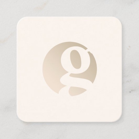 Matig minimaal goudbeige monogram vierkante visitekaartje (Voorkant)