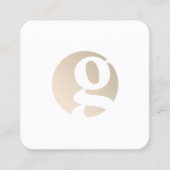 Matig minimaal gouden witte monogram vierkante visitekaartje (Voorkant)