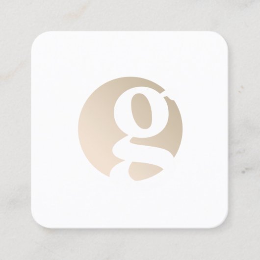 Matig minimaal gouden witte monogram vierkante visitekaartje (Voorkant)