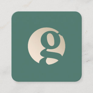 Matig minimaal goudgroen monogram vierkante visitekaartje