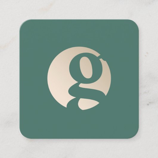 Matig minimaal goudgroen monogram vierkante visitekaartje (Voorkant)