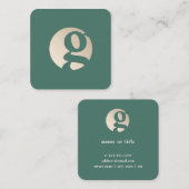 Matig minimaal goudgroen monogram vierkante visitekaartje (Voorkant / Achterkant)