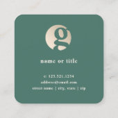 Matig minimaal goudgroen monogram vierkante visitekaartje (Achterkant)