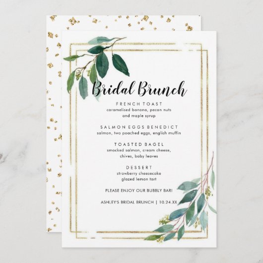 Matig minimaal goudolievloeistenmenu Brunch Menu (Voorkant / Achterkant)