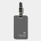 Matig minimaal grijs monogram bagagelabel (Voorkant verticaal)