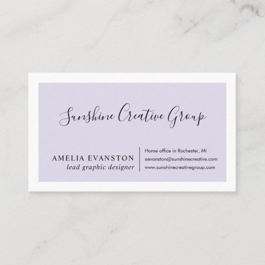 Matig minimaal lavender Paars Visitekaartje (Voorkant)