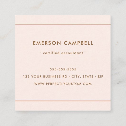 Matig minimaal lichtroze dijbeen vierkante visitekaartje (Achterkant)